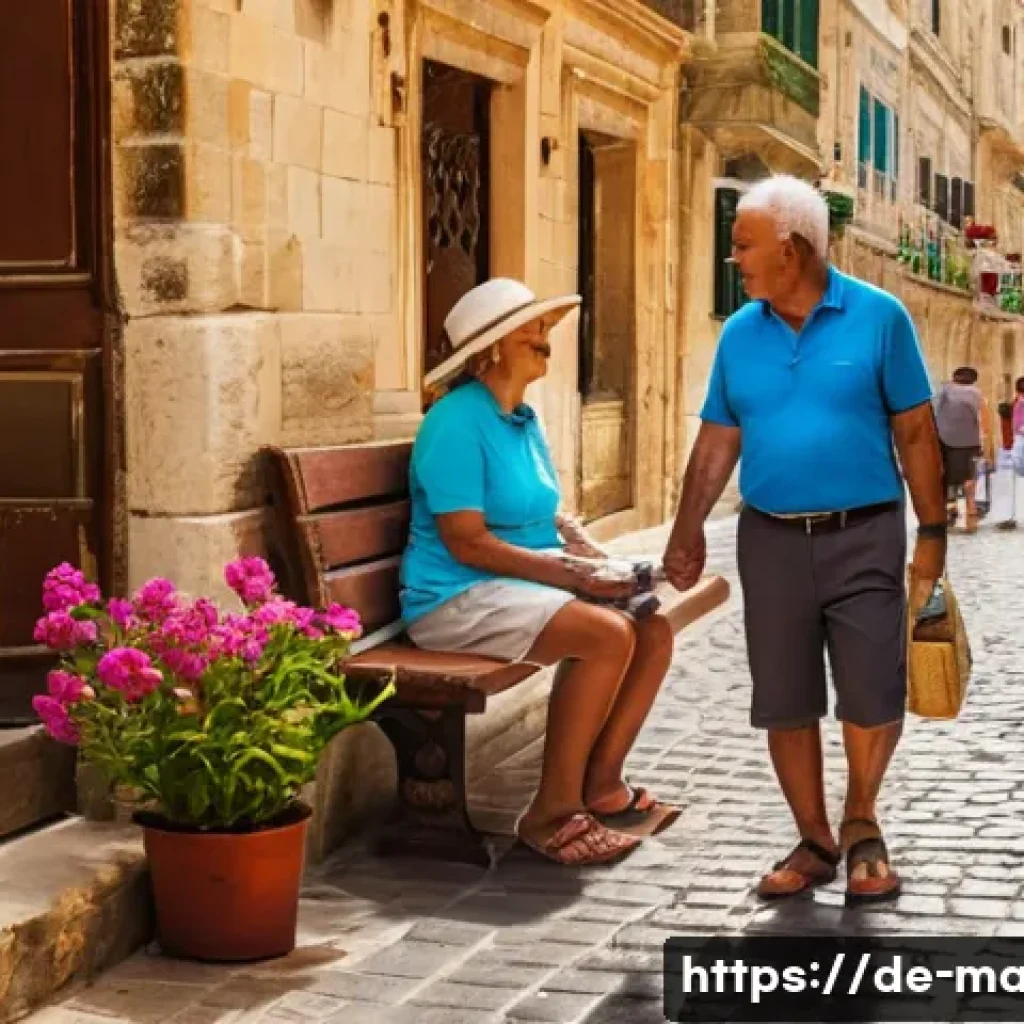 몰타 치안 상황 - **Prompt:** A serene and sunny daytime scene in Valletta, Malta. People of various ages are strollin...