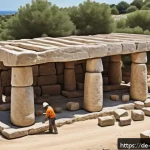 Home 19 몰타 유적지 탐방 - A detailed, photorealistic depiction of a Maltese megalithic temple construction site in prehistoric...