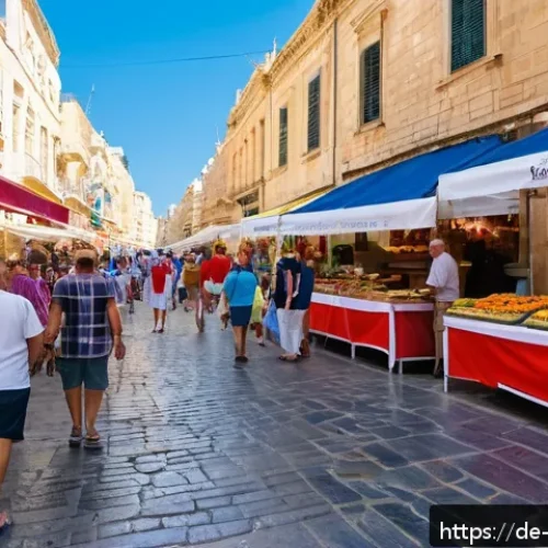 Home 17 몰타 비자 및 입국 절차 - A vibrant street scene in Valletta, Malta during a traditional summer festa, showing narrow cobblest...